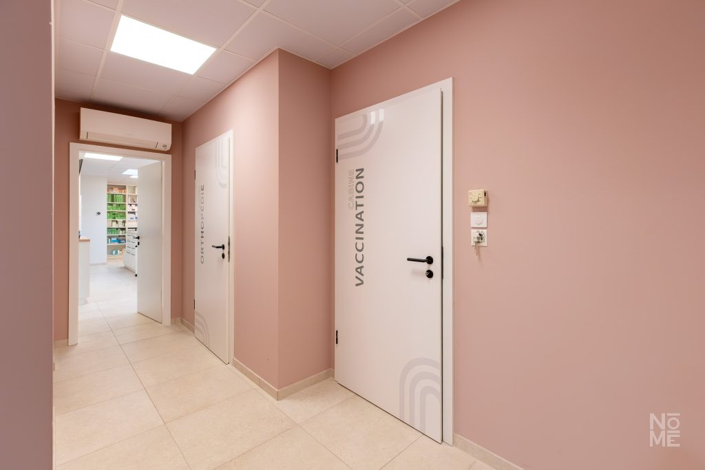 Circulation intérieure et aménagement de la pharmacie du Nordfeld rénovée à Mulhouse