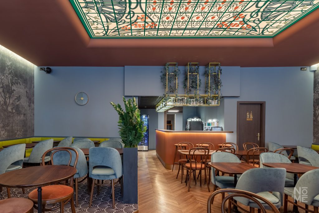 Salle du restaurant La Gourmandise rénovée par Atelier NŌMĒ